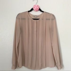 LOFT Small Tan Button Down Long Sleeve Top